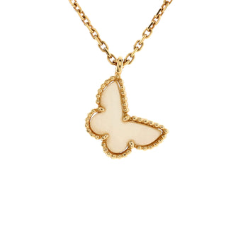 Van Cleef & Arpels Sweet Alhambra Butterfly Pendant Necklace 18K Yellow Gold and Mother of Pearl