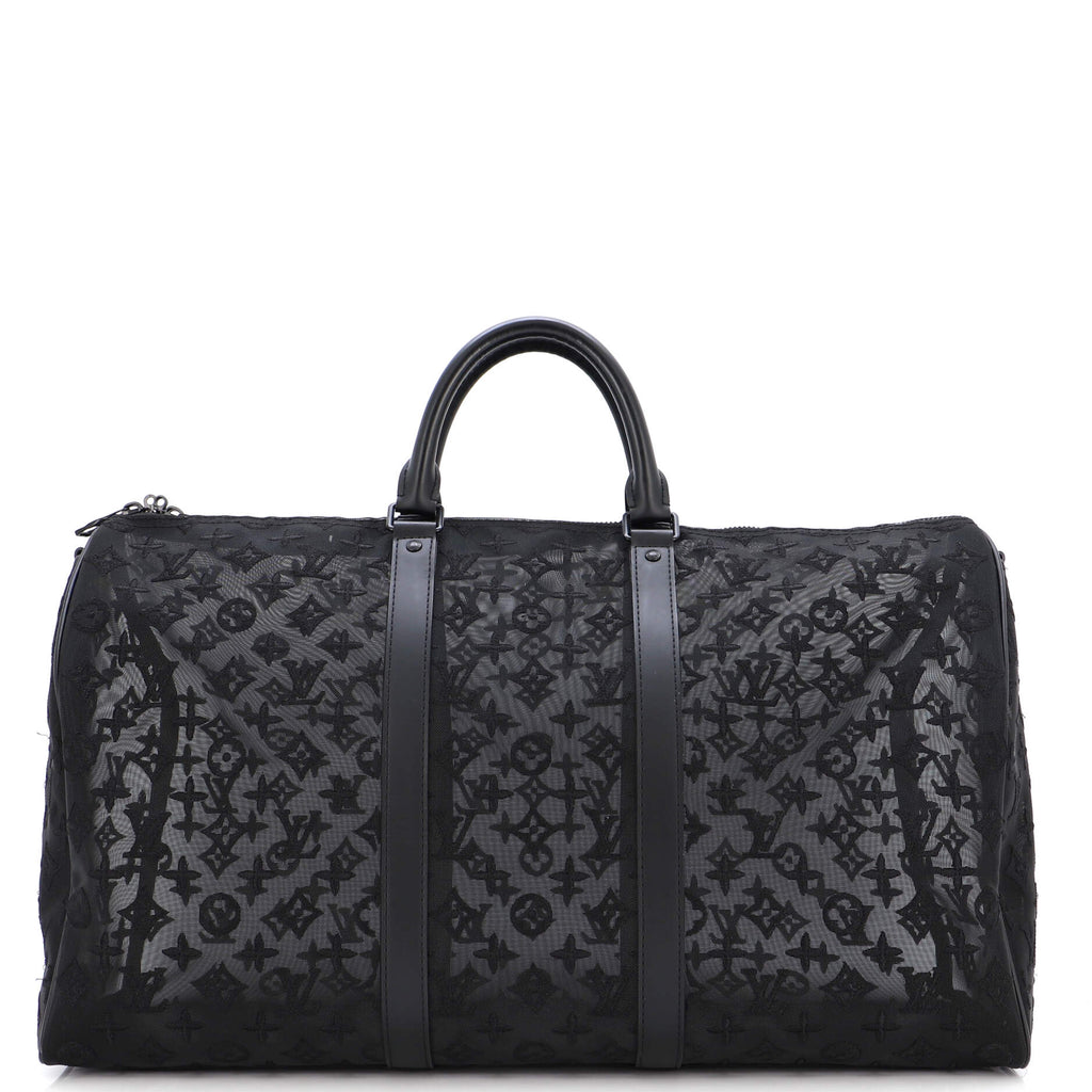 Louis Vuitton Keepall Bandouliere Bag Monogram See Through Mesh 50 Black  22107010