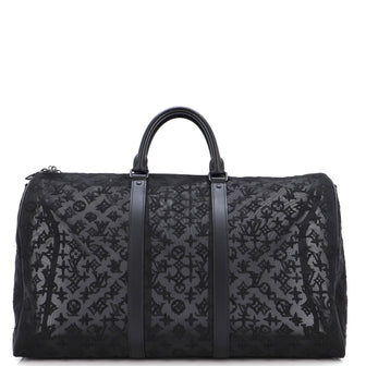Louis Vuitton Keepall Bandouliere Bag Monogram See Through Mesh 50 Black