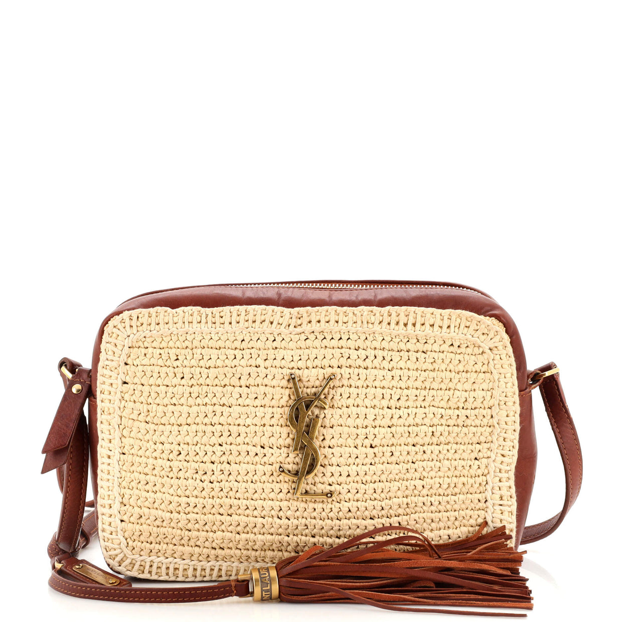 Saint Laurent Lou Camera Bag Woven Raffia Small Brown 22107026
