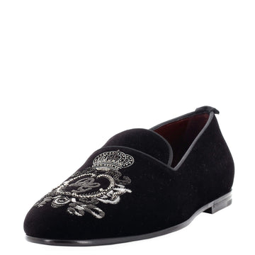 Dolce & Gabbana Men's Leonardo Slippers Embroidered Velvet