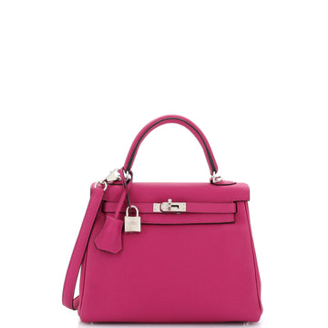 Hermes Kelly Handbag Pink Togo with Palladium Hardware 25