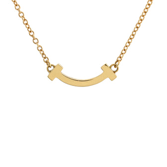 Tiffany & Co. T Smile Pendant Necklace 18K Yellow Gold Mini