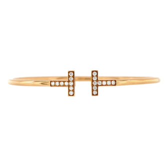 Tiffany & Co. T Wire Bracelet 18K Rose Gold with Diamonds
