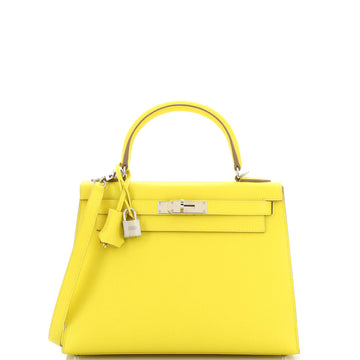 Hermes Kelly Handbag Yellow Epsom with Palladium Hardware 28