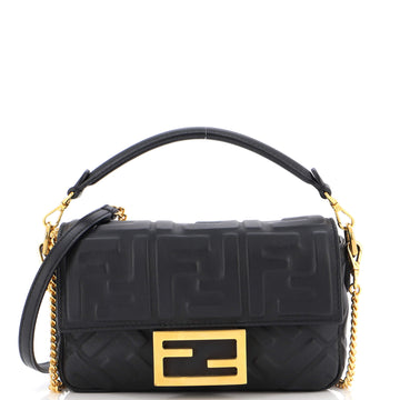 Fendi Baguette NM Bag Zucca Embossed Leather Mini