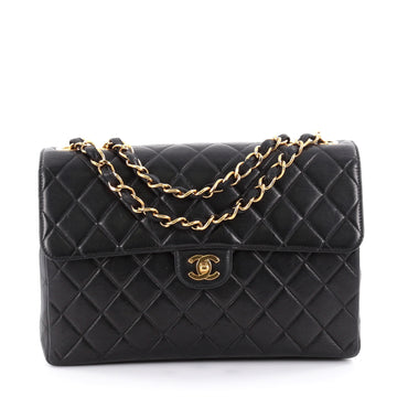 Chanel Vintage Classic Single Flap Bag Quilted Lambskin Jumbo Black 2210801