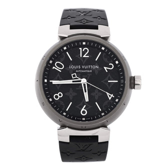 Louis Vuitton Tambour Automatic Watch PVD Stainless Steel and Monogram Rubber with Monogram Eclipse Dial 41.5