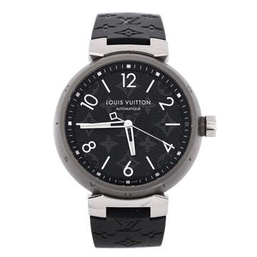 Louis Vuitton Tambour Automatic Watch PVD Stainless Steel and Monogram Rubber with Monogram Eclipse Dial 41.5