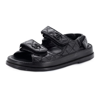 Chanel Women's Velcro Dad Sandals Quilted Leather