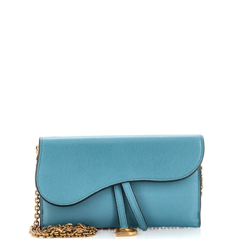 Christian Dior Saddle Chain Wallet Leather