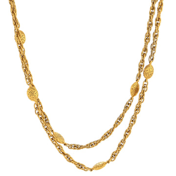 Chanel Vintage Logo Oval Station Long Necklace Metal