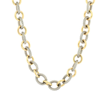 David Yurman Oval Link Necklace Sterling Silver and 18K Yellow Gold Large