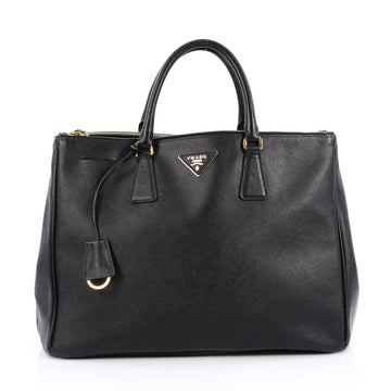 Prada Double Zip Lux Tote Saffiano Leather Large Black