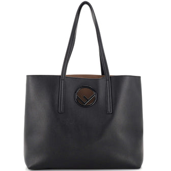 Fendi Logo Shopper Tote Leather