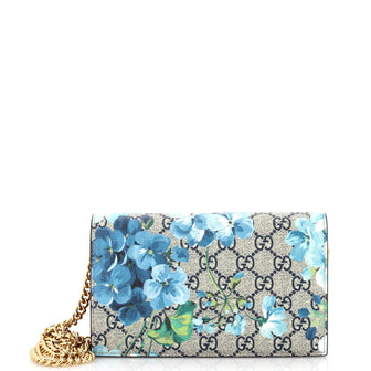 Gucci Chain Wallet Blooms Print GG Coated Canvas