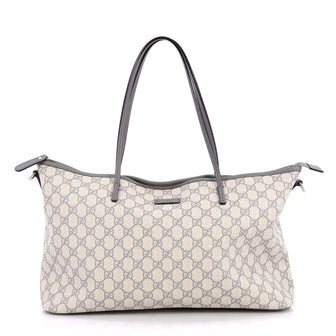 Gucci Convertible Zip Tote GG Coated Canvas Large Gray 2212402