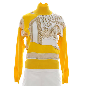 Hermes Women's Twillaine High Neck Sweater Printed Silk and Cashmere