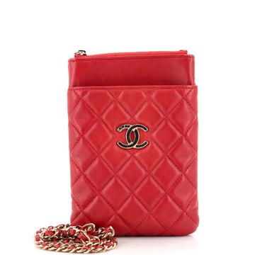 Chanel Chain Phone Holder with Purse Quilted Lambskin
