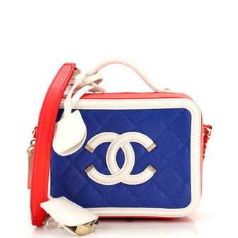 Chanel Filigree Vanity Case Quilted Caviar Small