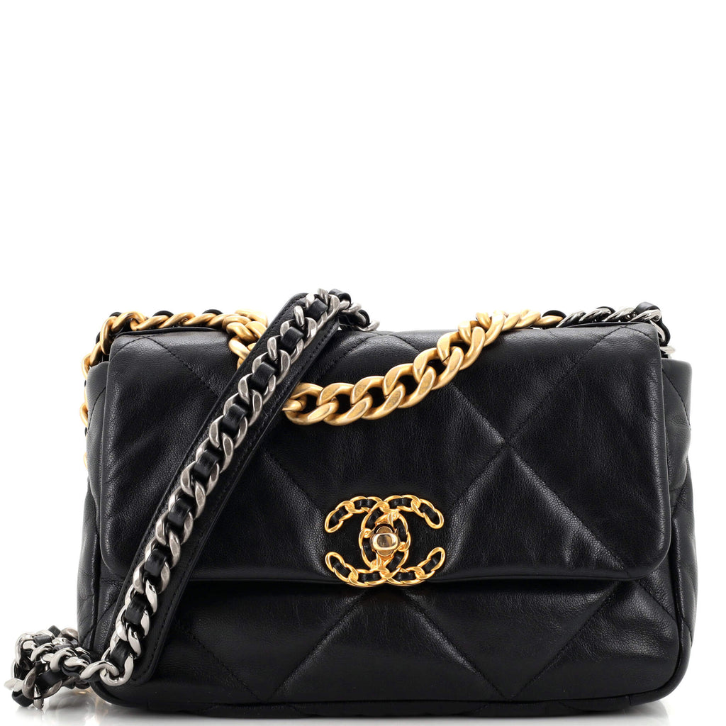 Chanel 19 Flap Bag Quilted Leather Medium Black 22124126