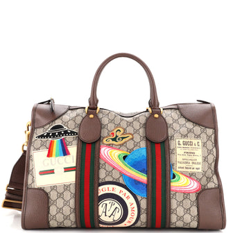 Gucci Courrier Carry On Convertible Duffle GG Coated Canvas with Applique Small