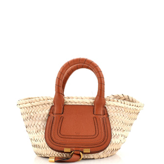 Chloe Marcie Basket Bag Raffia and Leather Mini