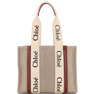Chloe Woody Tote Canvas with Leather Medium