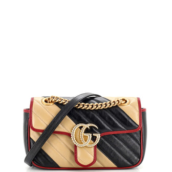 Gucci GG Marmont Flap Bag Diagonal Quilted Leather Mini