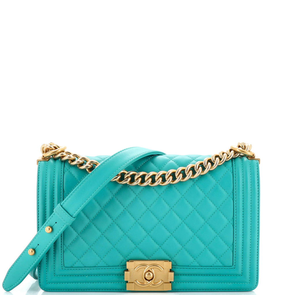 Chanel Boy Flap Bag Quilted Lambskin Old Medium Green 22126932