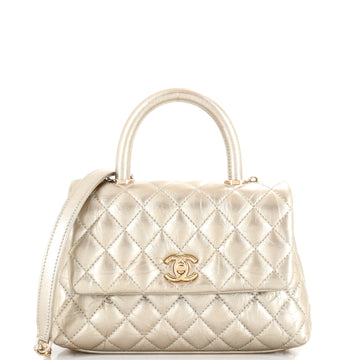Chanel Coco Top Handle Bag Quilted Aged Calfskin Mini