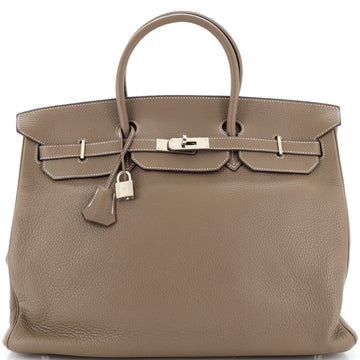Hermes Birkin Handbag Grey Clemence with Palladium Hardware 40