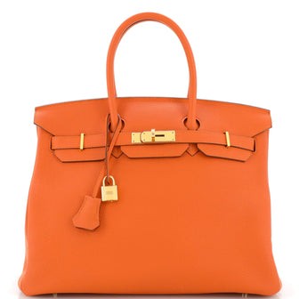 Hermes Birkin Handbag Orange Togo with Gold Hardware 35