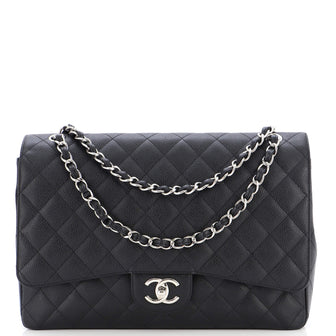 Chanel Classic Double Flap Bag Quilted Caviar Maxi