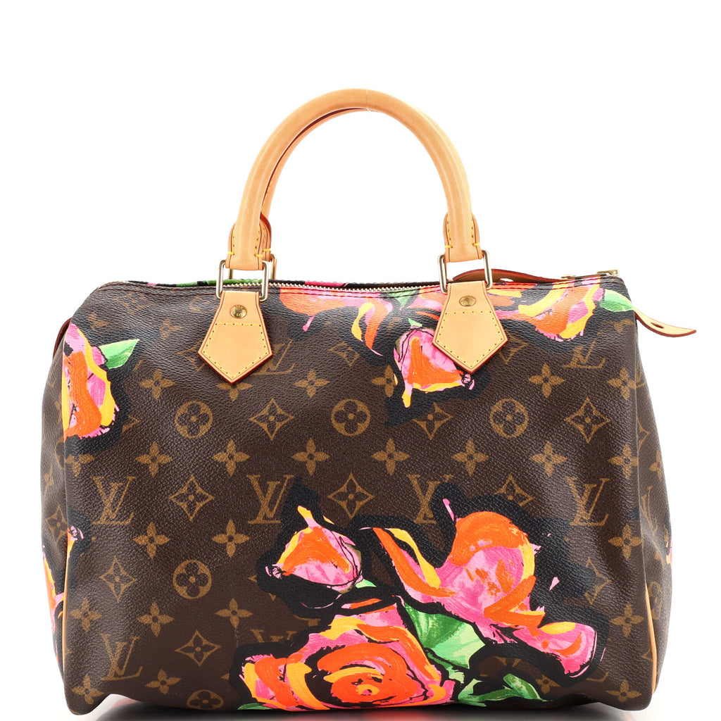 Louis Vuitton Speedy Handbag Limited Edition Monogram Roses 30 Brown