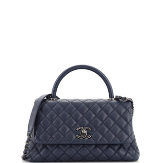 Chanel Coco Top Handle Bag Quilted Caviar Small Blue 2212699