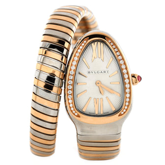 Bvlgari Serpenti Tubogas Single Spiral Quartz Watch Stainless Steel and Rose Gold with Diamond Bezel 23