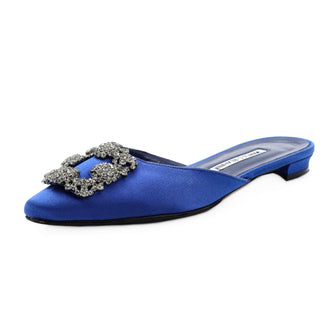 Manolo Blahnik Women's Hangisi Flat Mules Satin