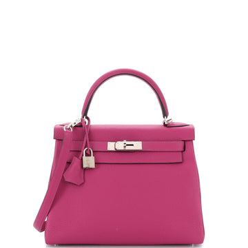 Hermes Kelly Handbag Pink Togo with Palladium Hardware 28