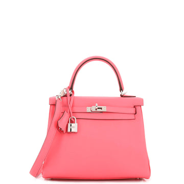 Hermes Kelly Handbag Pink Swift with Palladium Hardware 25