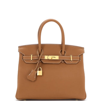 Hermes Birkin Handbag Brown Togo with Gold Hardware 30