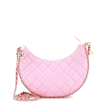 Chanel Small Chain Around Hobo Pink Lambskin Gold Hardware