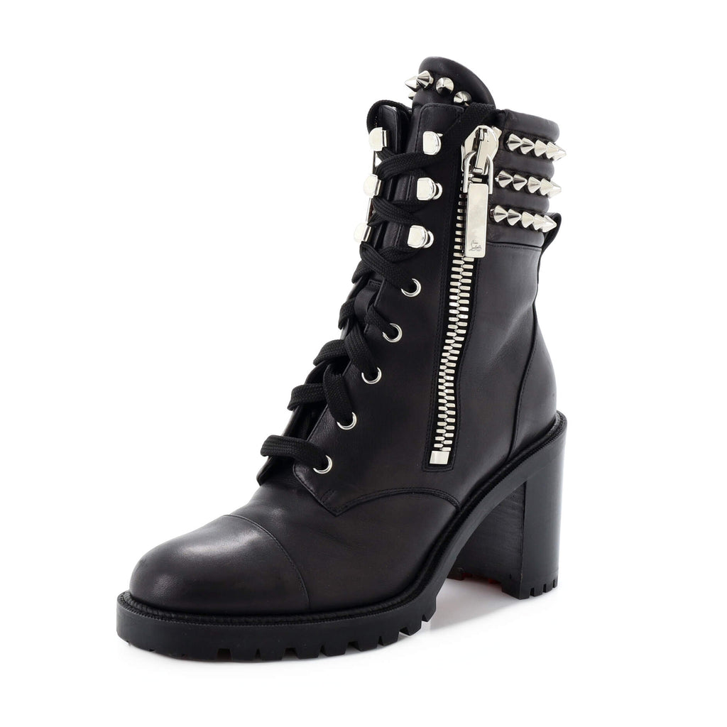 Christian Louboutin Women's Winter Spikes Heeled Boots Leather 70