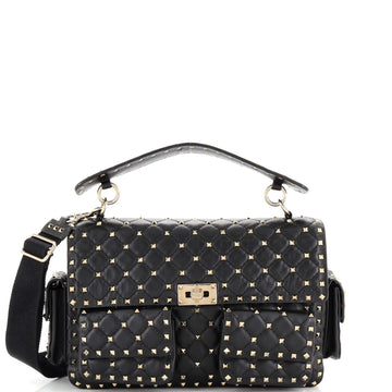 Valentino Garavani Rockstud Spike Multipocket Flap Bag Quilted Leather Large
