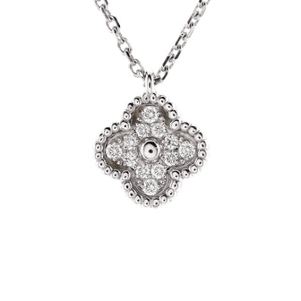 Van Cleef & Arpels Sweet Alhambra Pendant Necklace 18K White Gold with Diamonds