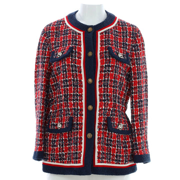 Gucci Women's Four Pocket Collarless Jacket Tweed
