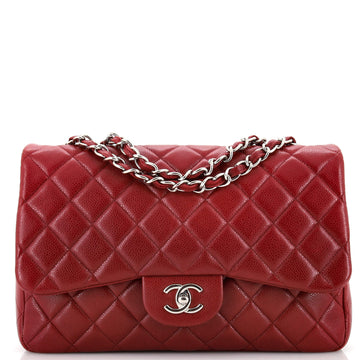 Chanel Vintage Classic Single Flap Bag Quilted Caviar Jumbo