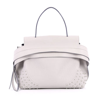 Tod's Studded Convertible Wave Bag Leather Small Gray 2213501