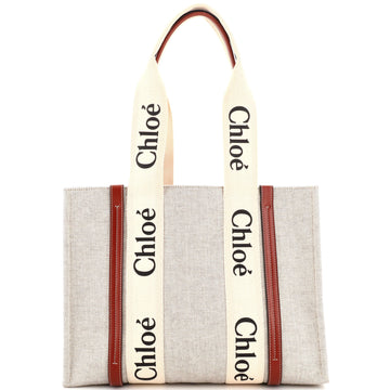 Chloe Woody Tote Canvas with Leather Medium