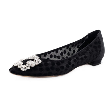 Manolo Blahnik Women's Hangisi Flats Embroidered Satin